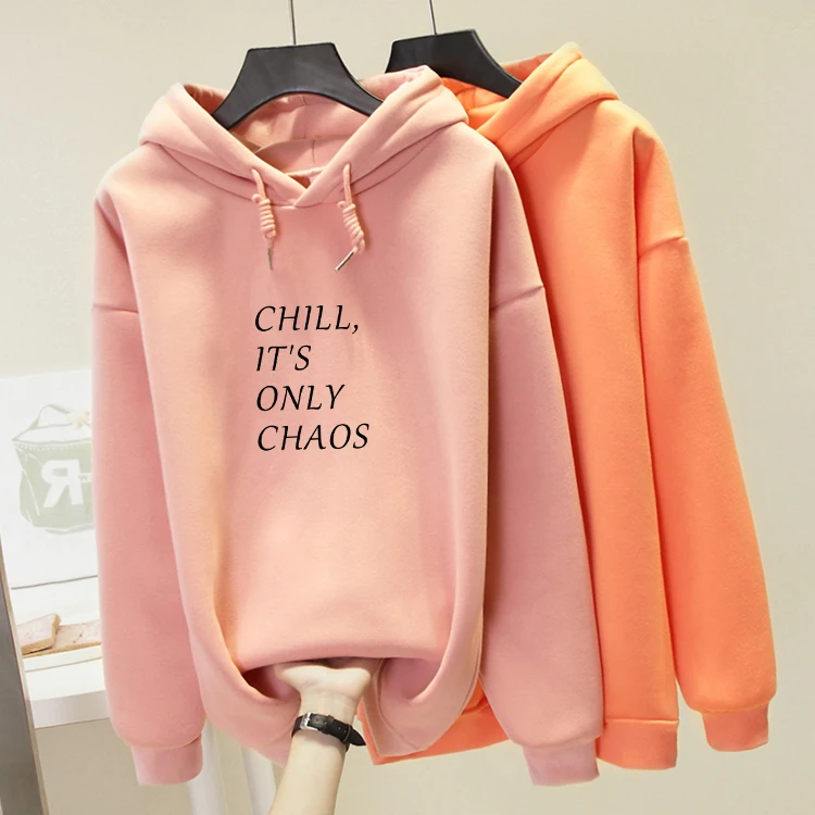 Худи Chill it's Only с изображением хаоса женские толстовки забавным буквенным