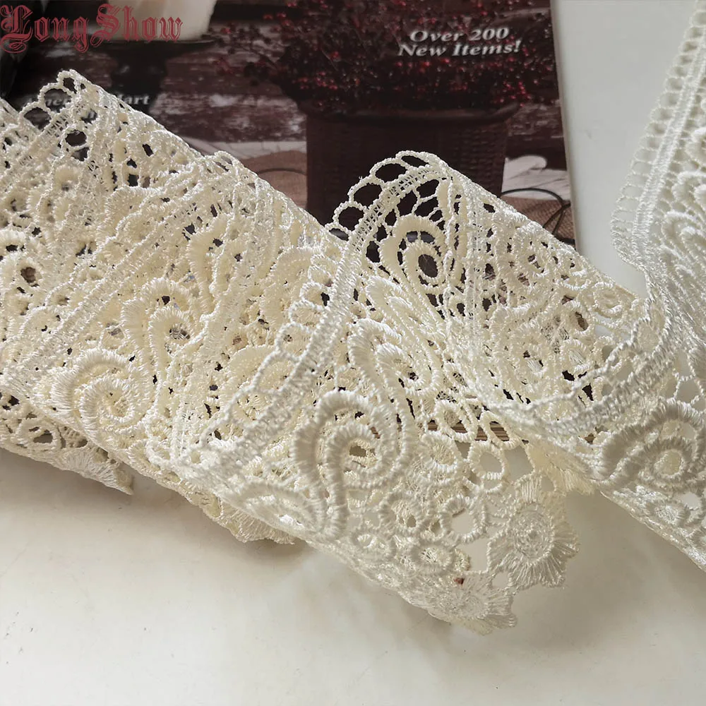 1 партия/15 ярдов 9 см бежевый цвет полиэстер креативный дизайн Цветочная вышивка