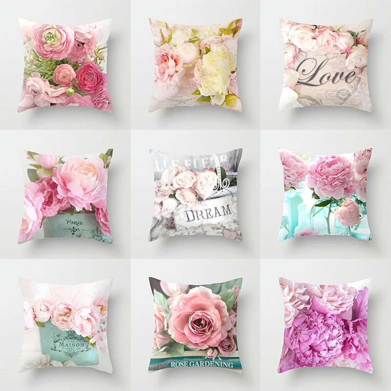 

New Velvet Cushion Cover Pillowcase American Country Rose Mediterranean Pillow Case Decor Sofa Throw Pillows Room 45 * 45cm