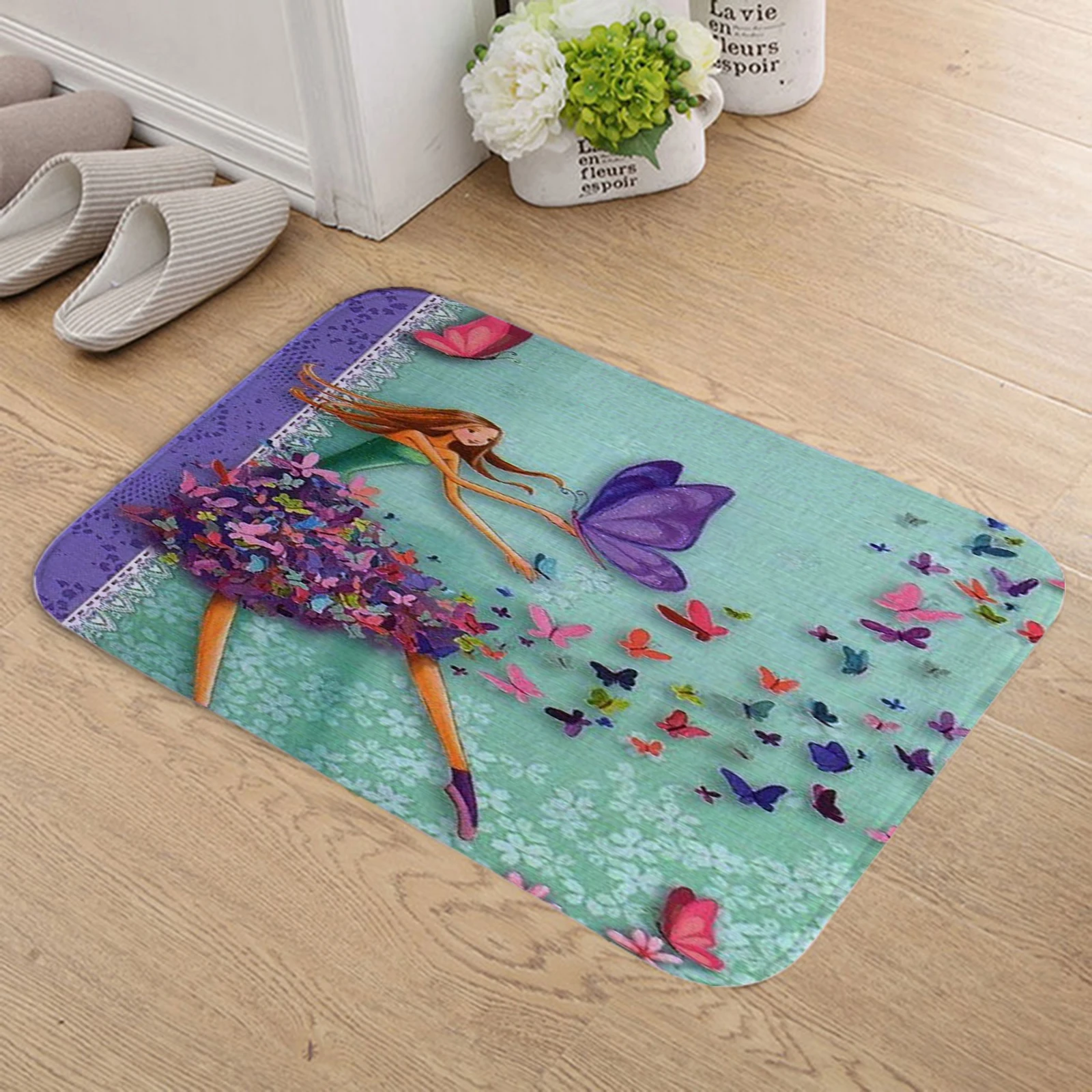 Ковер для девочек с розовыми цветами большой коврик спальни игровой детский