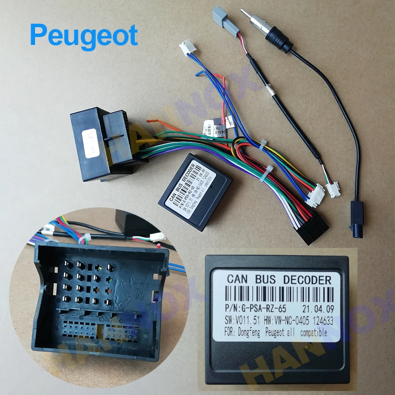 16 контактный автомобильный Android стерео жгут проводов HANNOX CANBUS кабель для Peugeot