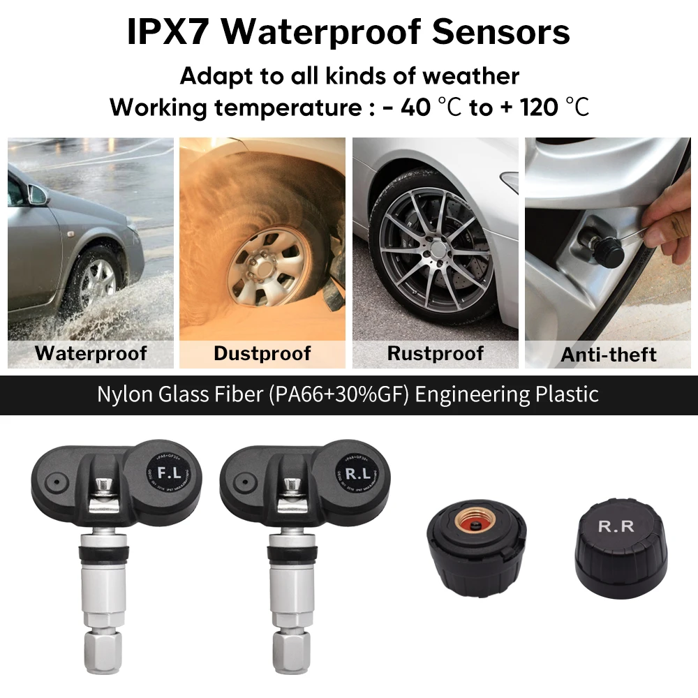 Система контроля давления в автомобильных шинах Deelife TPMS, внутренний внешний датчик, солнечные колеса TMPS, Беспроводная сигнализация давления в шинах