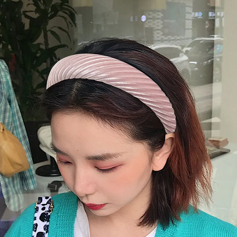 

1 Pcs Vintage Solid Color Padded Headbands Fashion Patchwork Sponge Hairbands for Women Autumn&Winter Hairband Ladies