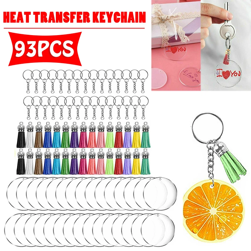 

93Pc-set High Transparent акриловое кольцо для ключей термопереносной брелок для вечеринки Diy ручной работы подарок украшение для дома креативные подвески