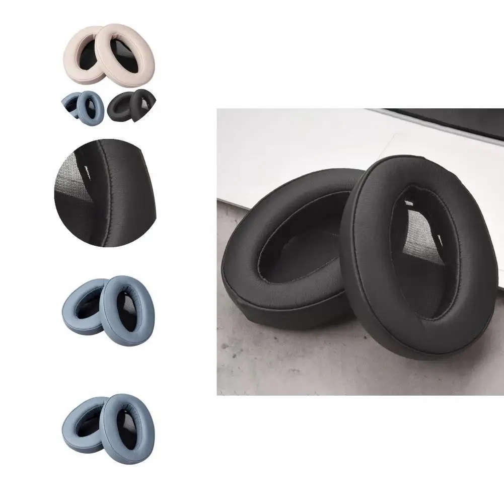 

1 Pair Ear Cushion Necessary Protein Faux Leather Ear Cushion Breathable Good Resilience Ear Pad