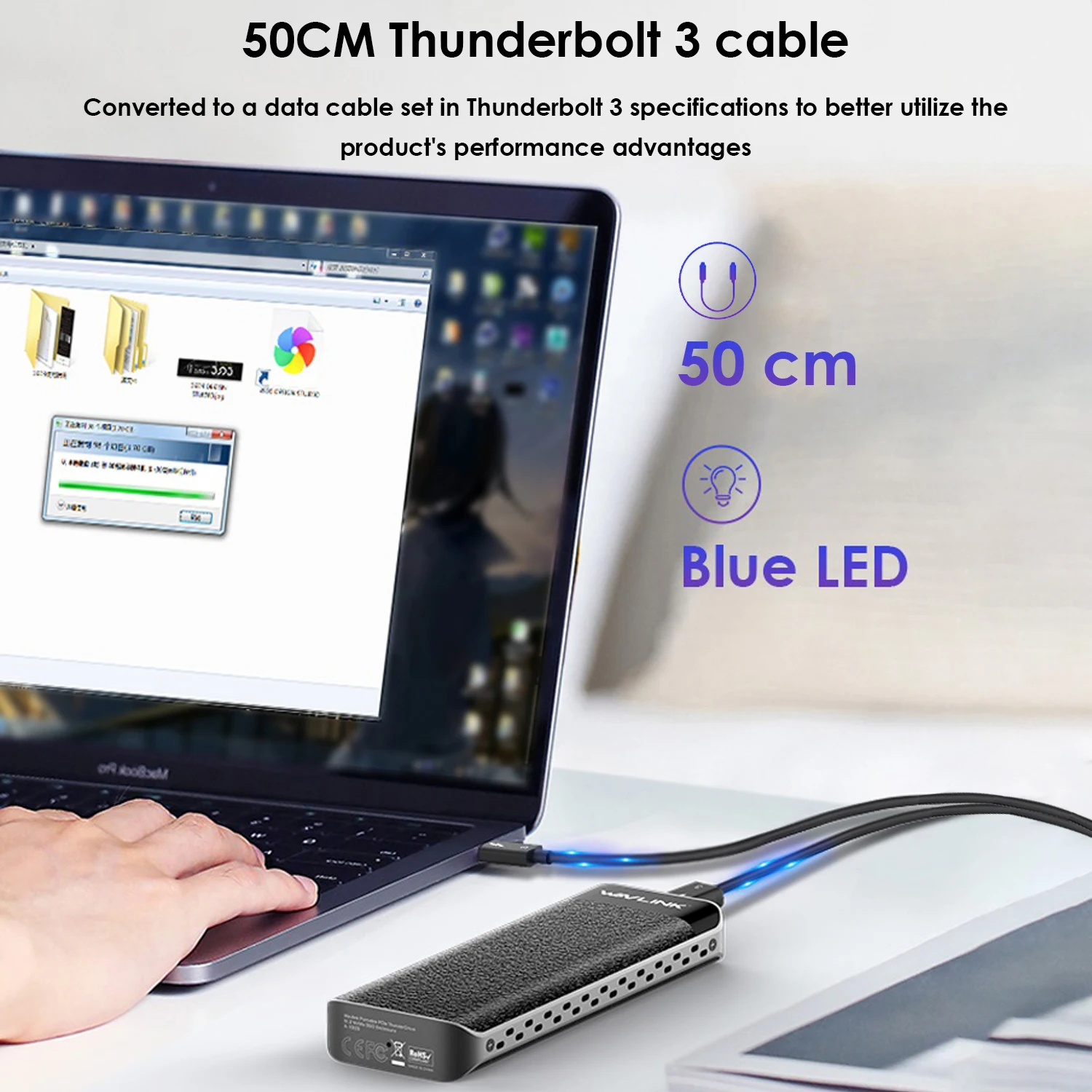 Wavlink USB C NVME SSD чехол Type M.2 корпус Thunderbolt 3 Чехол M Key NVMe разъем отличное рассеивание