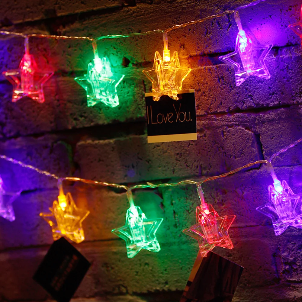 Five-pointed Star Photo Card Clip Decoration LED String Light 10/20/30/50LED Stars Decorative Clamp Fairy | Лампы и освещение