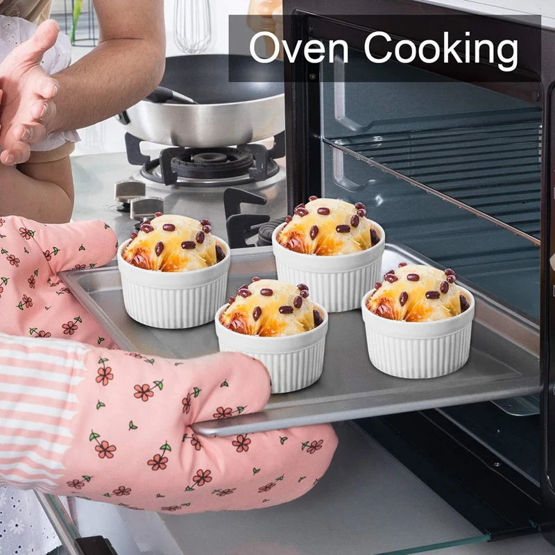 

Set of 12 PCS 6Oz Baking Ramekins Round Porcelain Oven Safe Ramekin Dessert Souffle Baking Dish