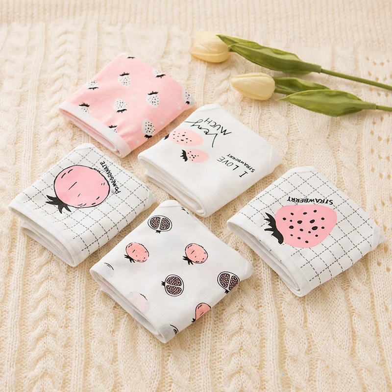 

5pcs Ladies Sexy Strawberry Panties Pure Cotton High Quality Various Fashion Patterns Ladies Briefs Cartoon Anime Underwear