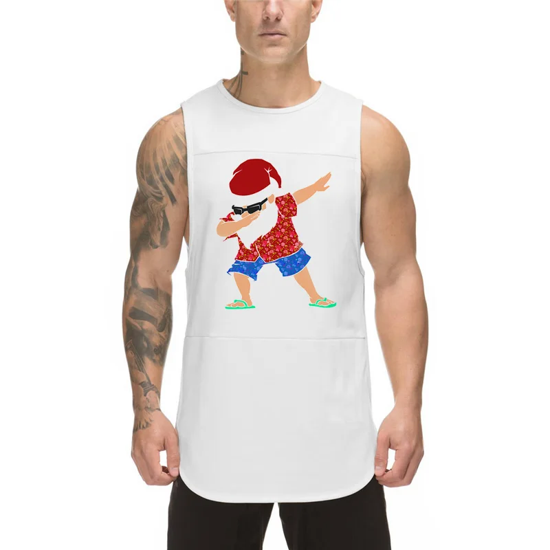 2021 Рождественская майка мужские рубашки без рукавов с принтом Санта Клауса