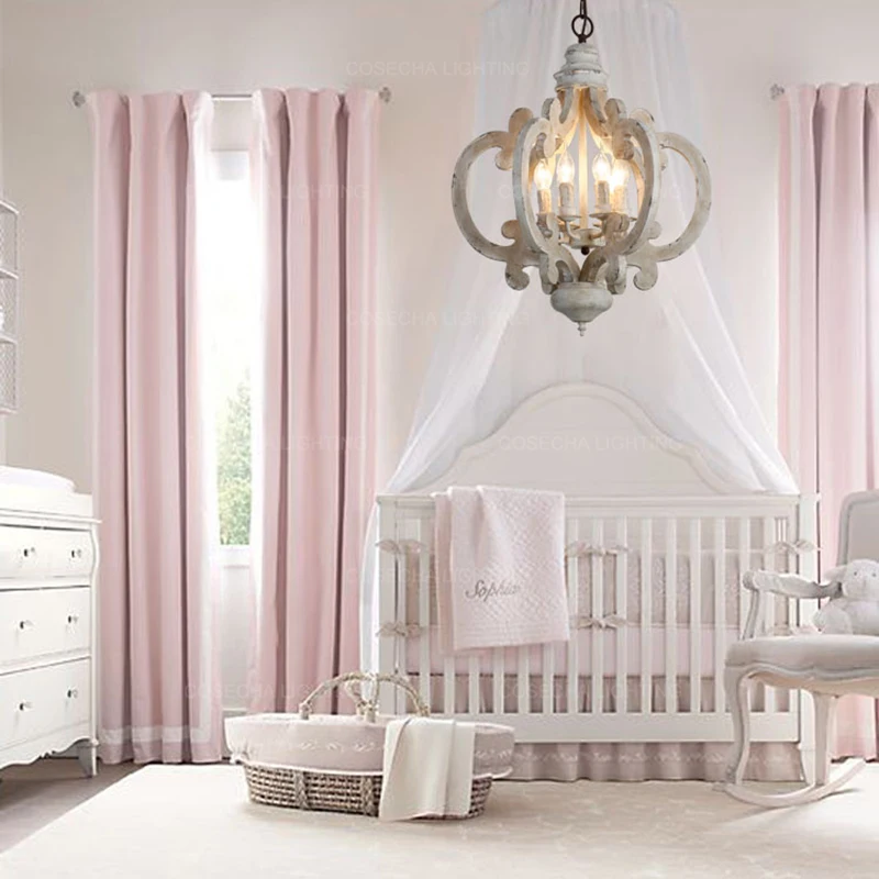 Винтажный подвесной светильник из белого дерева ретро античный для французской