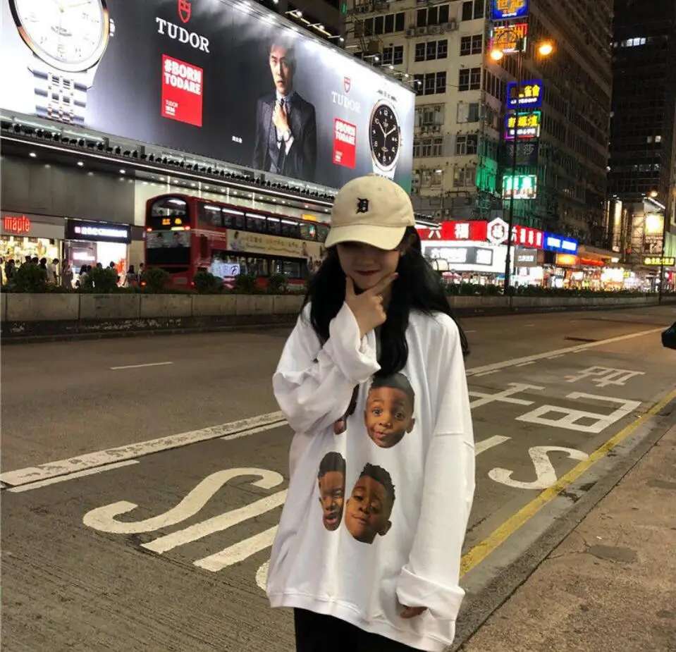 

LISCN Summer 2020 Autumn New Loose Round Neck Thin Section Inshot Printing Long-Sleeve Student hoody Women's Blouse T-Shirt