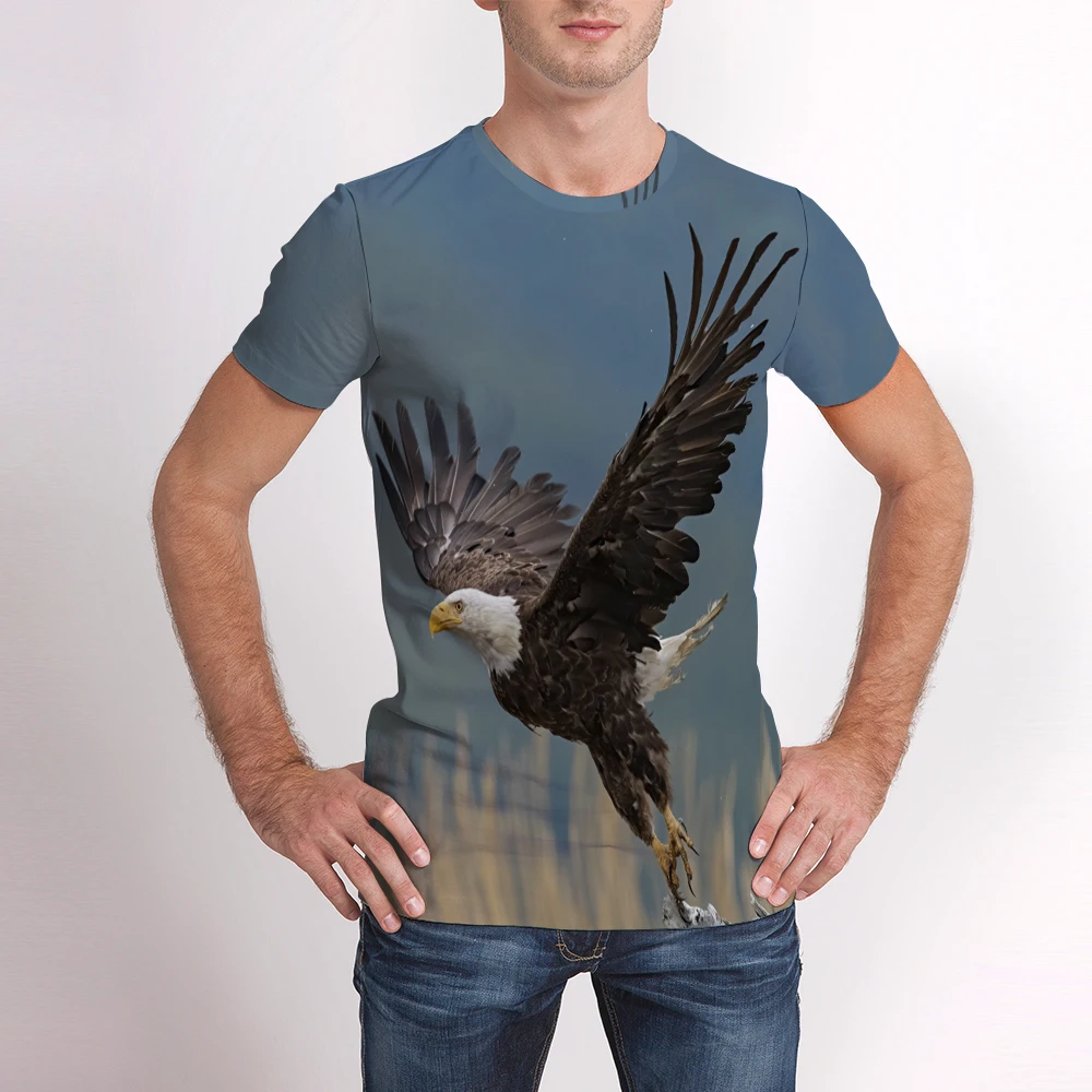 

Fashion Men And Women 2021 New Summer Round Neck Short-Sleeve T-Shirt 3D Printing Eagle T-Shirts Men Breathable T Shirt