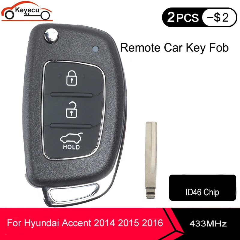 KEYECU замена 3 кнопки умный флип дистанционный ключ брелок от машины 433 МГц ID46 чип