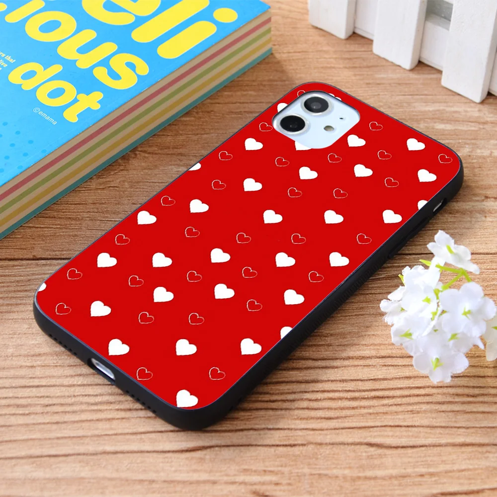 

For iPhone Small cute white hearts Soft TPU border Apple iPhone Case