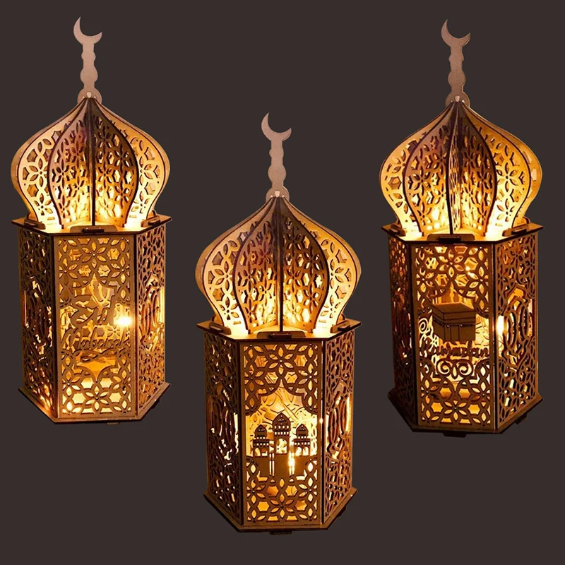 

Wooden Palace LED Ramadan Light Lamp EID Mubarak Decoration lights Islamic Muslim eid Party Ornament Ramadan Kareem Home Decor