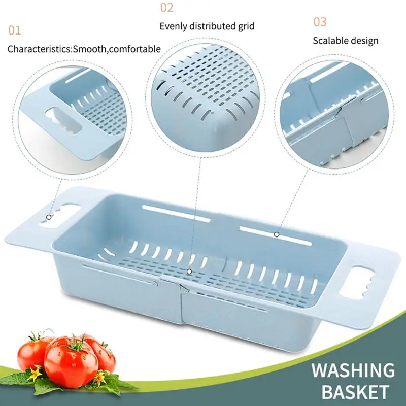 Collapsible Kitchen Colander Fruit Vegetable Strainer Drainer Washing Basket Plastic Drain Vegatable Food | Дом и сад