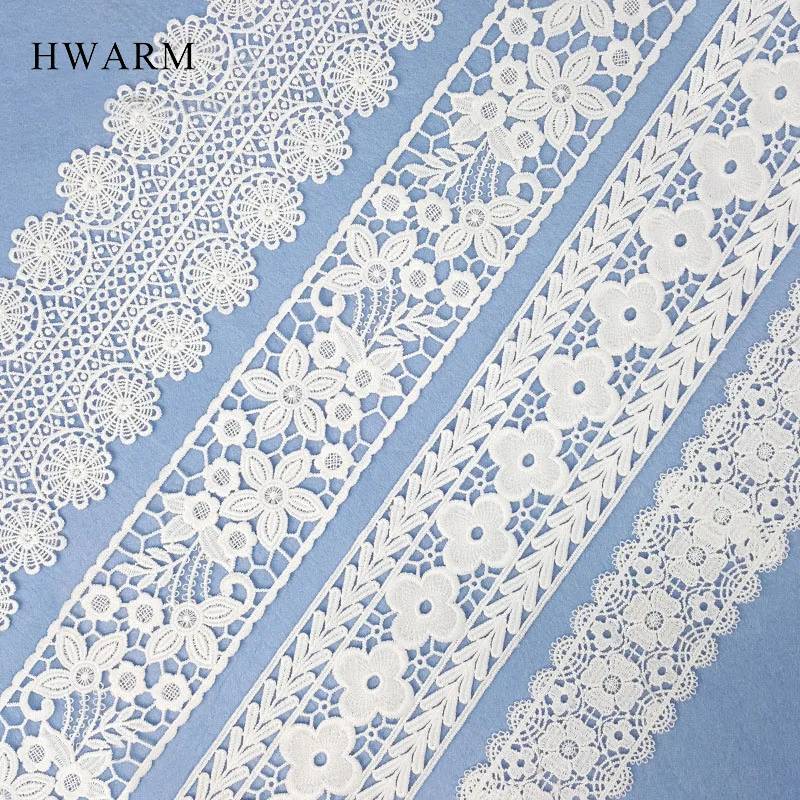 

High Quality New Computer Embroidery Water-soluble Lace Fabric DIY Hollow Milk Silk Bilateral Bar Code Wedding Dress Accessories