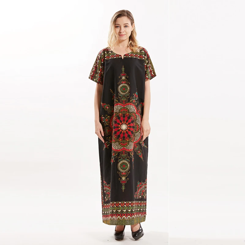 Африканская мода печати свободные макси осенние Vestidos этнический стиль