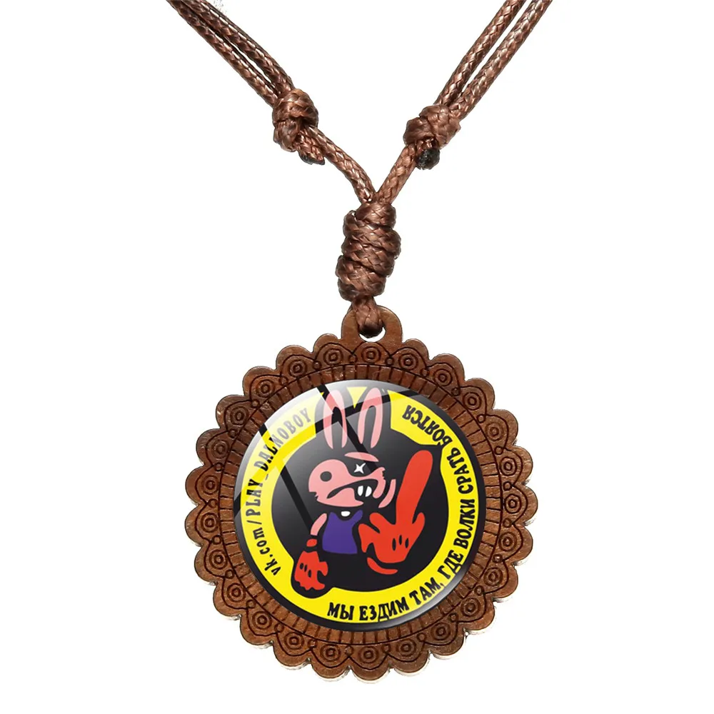 New Triangle Dog And Wolf Story Wood Glass Dome Necklace Pendant Green Hand Rabbit Rope Chain Cabochon Jewelry | Украшения и