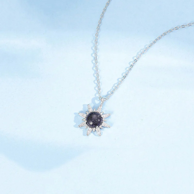 

PONYKISS Classic S925 Sterling Silver Purple Sun Zircon Chokers Necklace for Women Party Jewelry Accessory wholesale girl Gift