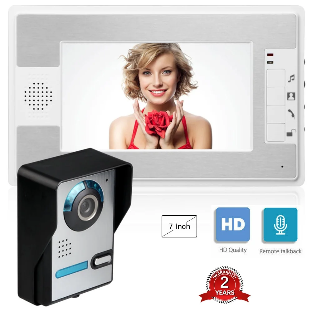 HD 7 Inch Night Vision Video Intercom System Wired Doorbell Camera Audio Door Phone For Apartment Waterproof Intercom Kits