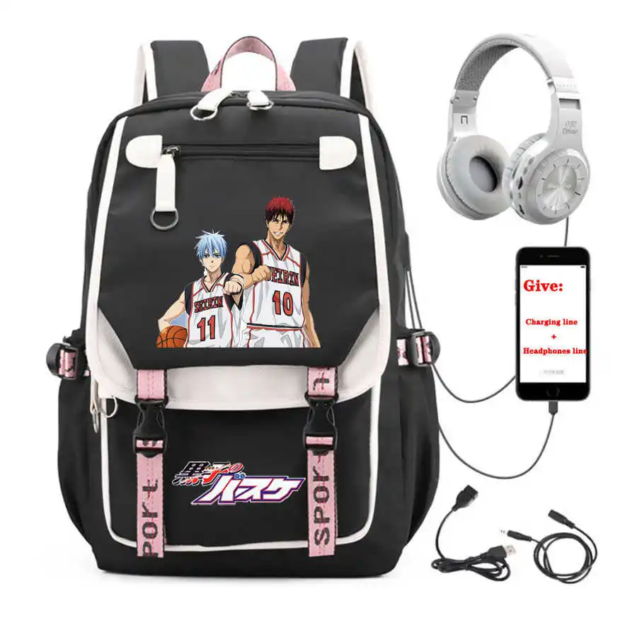 

USB Charging teenagers Laptop packsack anime Kuroko's Basketball backpack student School book Bag Women men Travel Backpack