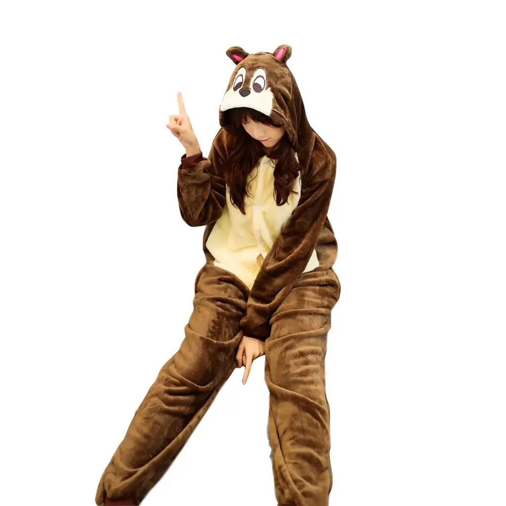 Пижама-кигуруми белка взрослая Пижама-комбинезон с капюшоном в виде животного из