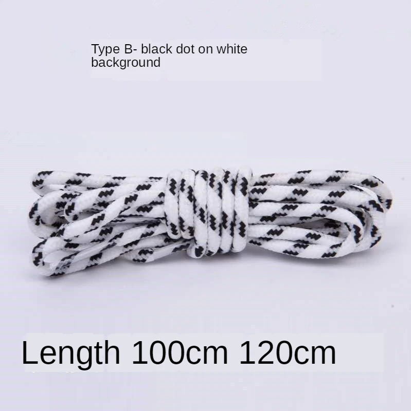 

120cm/47'' Black White Point Round Shoelaces for Casual Sneakers Sport Lace Mountaineering Skate Boot Shoe Laces Strings Laces