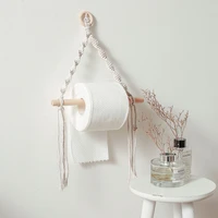 nordic toilet paper holder dispenser hand woven tapestry macrame wall hanging bathroom towel rack decoration