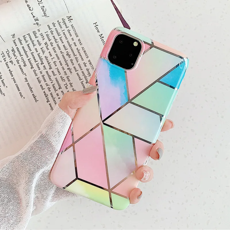 AC7853 USLION покрытие мрамора IMD силиконовый чехол для iPhone 11 Pro Max X XR Xs Max мягкий чехол для телефона iPhone 6 6s 7 8 Plus чехол Fundas - Цвет: AC7853
