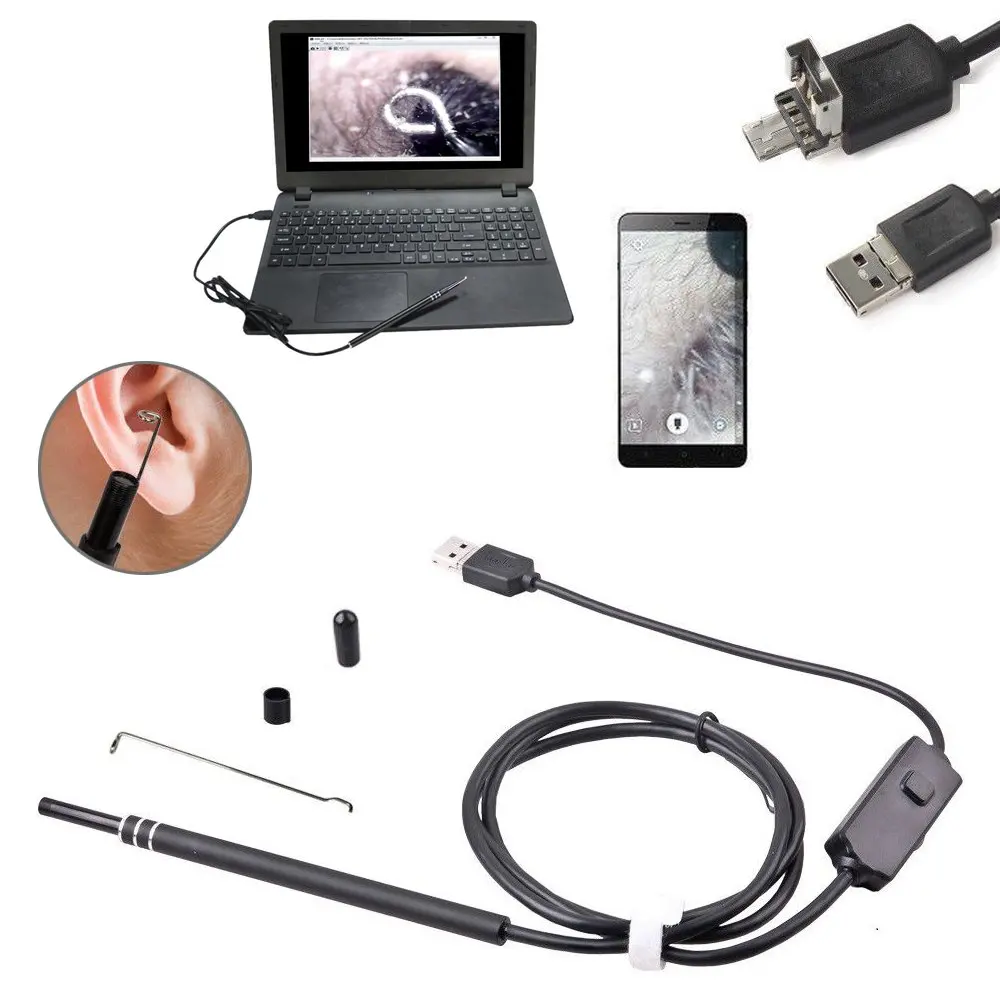 2 в 1 USB HD визуальное уходовое средство для ушей 5 мм многофункциональный ушной