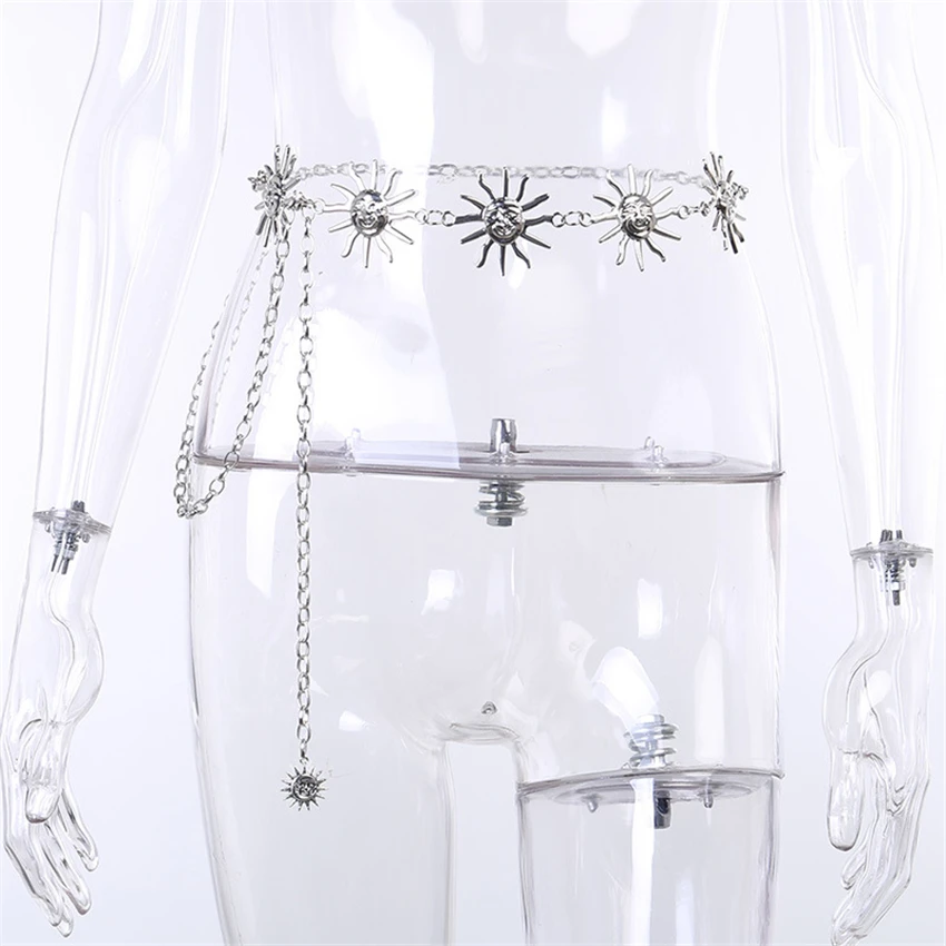 

Gothic Vintage Harajuku Sliver Sun Belts Women High Waist Belt Gothic Chian Patchwork Fashion Girls Punk Waistbands Partyclub