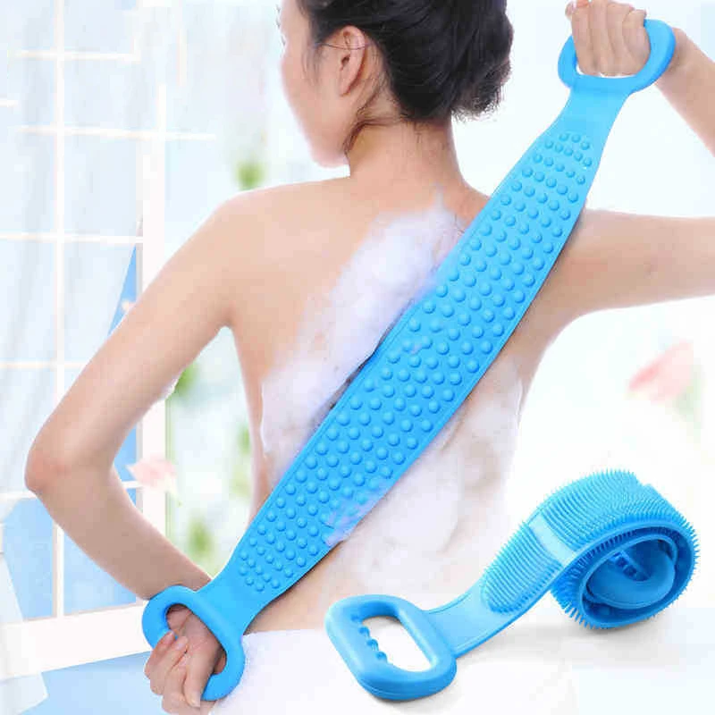 

Long Shower Bath Towels Rubbing Back Mud Peeling Bath Brush Massage Towels Silicone Bathroom Skin Cleaning Brushes