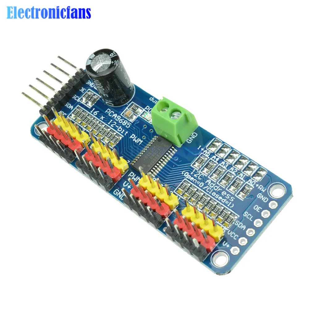 PCA9685 плата драйвера 16-канальный 12-разрядный PWM драйвер серводвигателя I2C