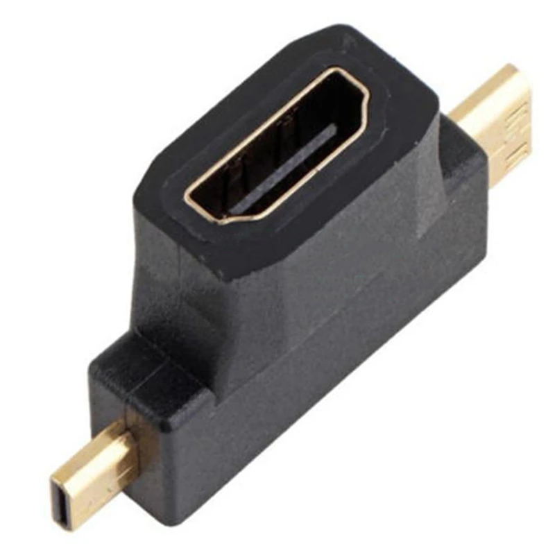 

New 3 in1 Micro HDMI-Compatible male + Mini HDMI male to HDMI 1.4 Female Cable Adapter Converter for HDTV 1080P HDMI Cables
