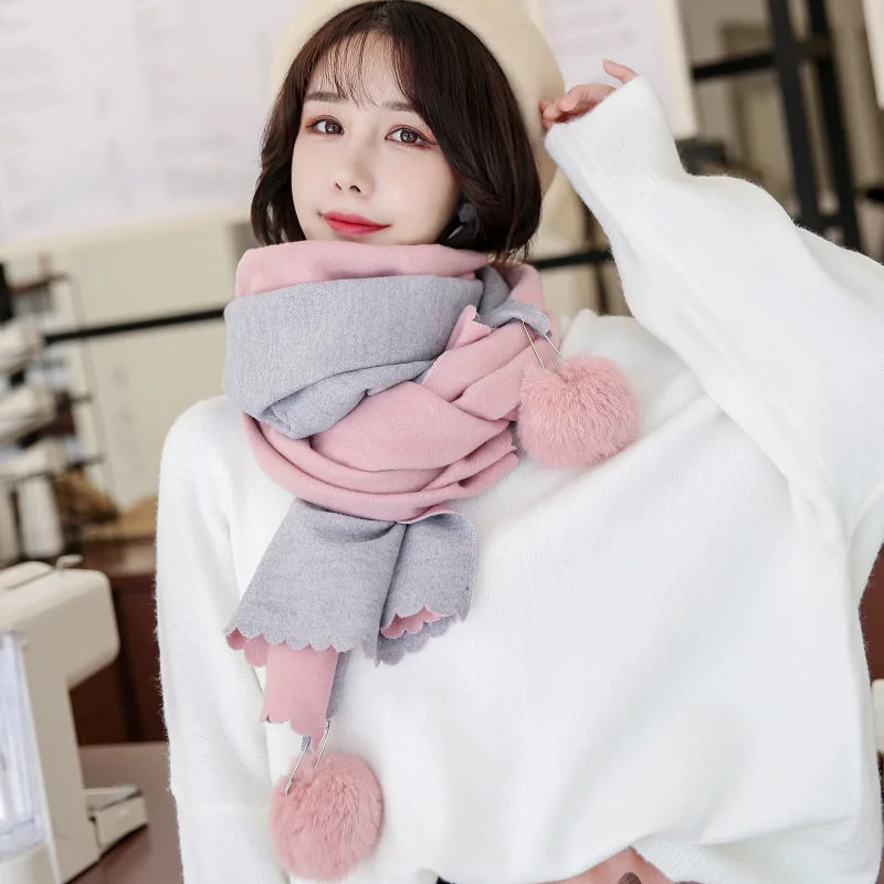 2021 зимний шарф из искусственного кашемира для женщин в Корейском стиле двух