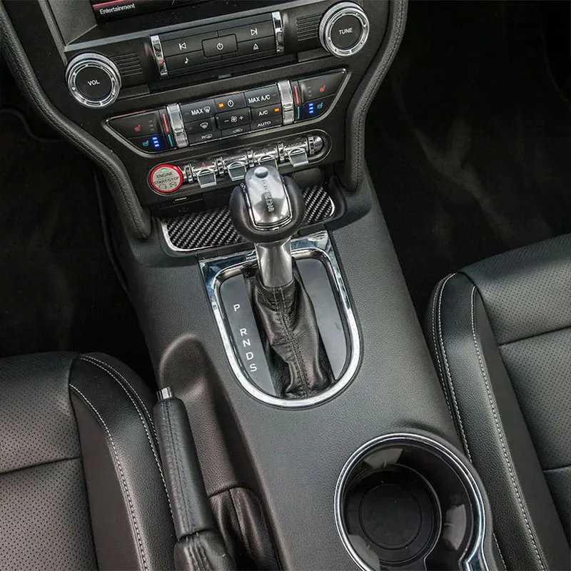 

Carbon Fiber For Ford Mustang 2015-2019 Interior Console Storage Box Panel Decor Sticker Styling Accessories