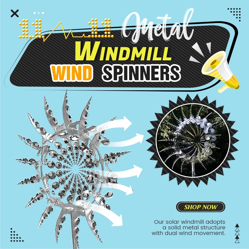 Unique and Magical Metal Windmill Wind Spinners Garden Square Center Decoration Wind Catchers Outdoor Rotating Metal Windmill