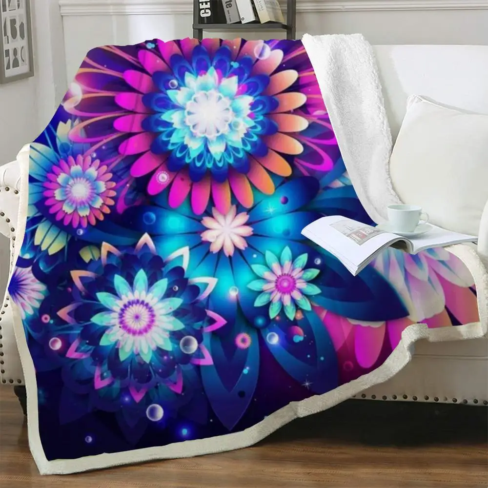 

Одеяло NKNK с цветами, цветное постельное белье с 3D принтом головокружения, для кровати, шерпа, винтажное зимнее одеяло для взрослых с животны...