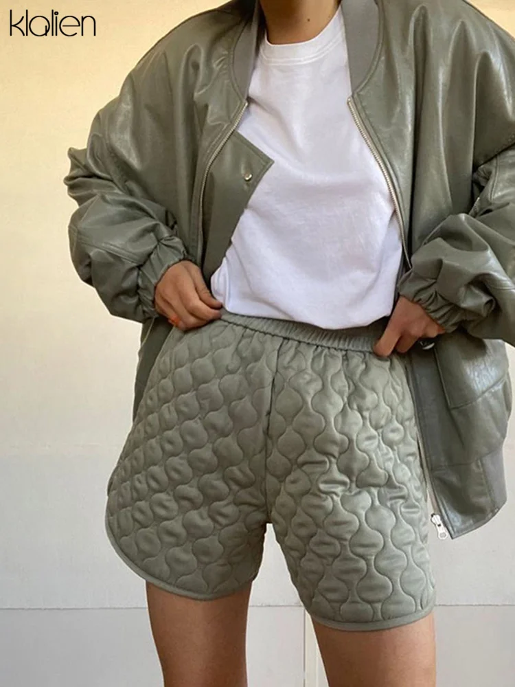 

KALIEN 2022 Spring Autumn Thicken High Waist Shorts Women Streetwear Wild Slim Solid Stretch Activewear Y2K Office Lady Shorts