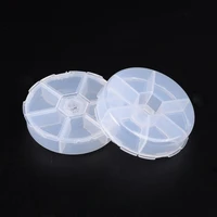 6 compartments plastic flip top bead storage containers white flat round jewelry box organizer for nail art decoration 8x2cm
