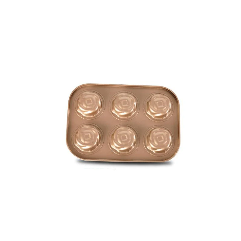 6 Cup Rose Fower Shape Baking Tray Muffin Cake Mold Oven Home Garden Kitchen Dining Carbon Steel Bake Ware |