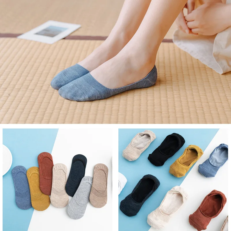

20 pieces =10 pairs Women Cotton Invisible No show Socks non-slip Summer Solid Color Short Socks Fashion Ankle Thin Slipper Sock