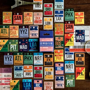 46 шт мир туристические наклейки в комплекте, набор 40 мм Мини багажная бирка этикетка стикер Клей Печать пост дневник альбом письмо подарок A6422