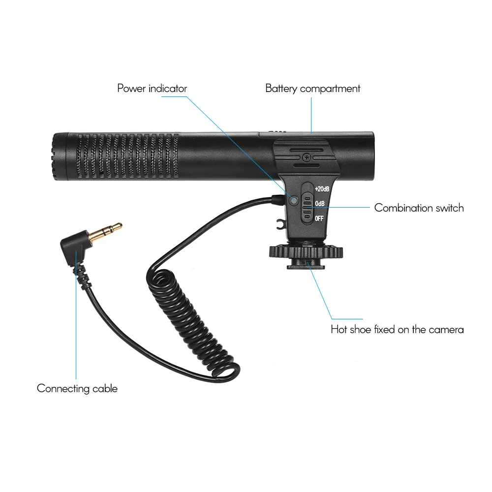 Кардиоидная мини-камера с микрофоном для записи видео фотосъемки интервью
