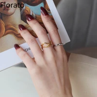 gold plated silver 2021 trendy smooth irregular waves rings for women geometric open finger ring minimalist jewelry gift a45