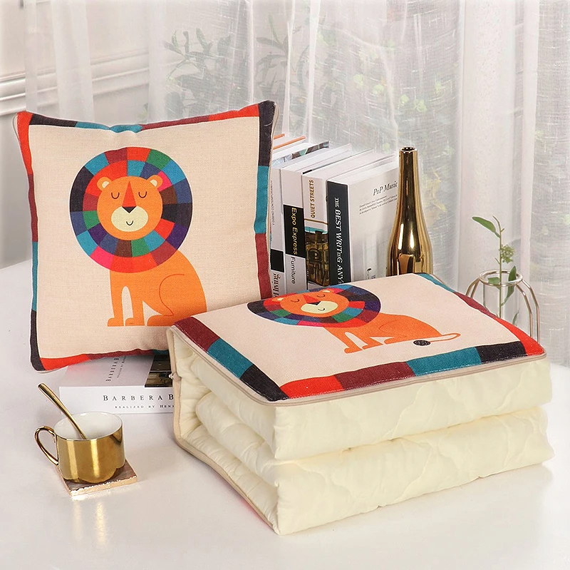 2 в 1 скандинавский мультфильм складное лоскутное одеяло квадратная подушка с