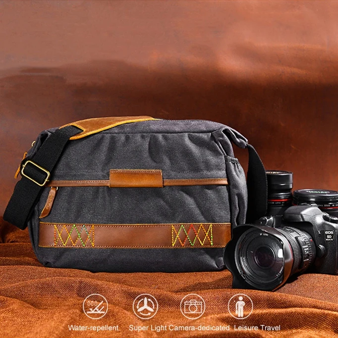Винтаж Водонепроницаемый батик Брезентовая сумка для камеры на плечо фотокамеры