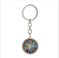 2019 new fashion charm sun and moon constellation glass keychain accessories
